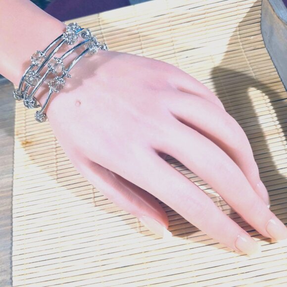 Handcrafted Crystal Wrap Bracelet With Clear Faceted Beads - Picture 7 of 7